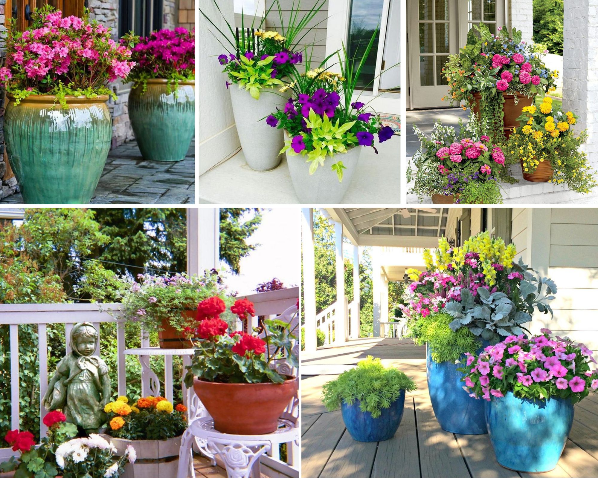 5 Beautiful Front Porch Flower Container Garden Ideas